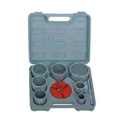 Bon prix 9PC Carbure de tungstène gratiné Kit de scie à trous / ensemble de scie à trous 2 1/4 pouces profondeur de coupe en ligne