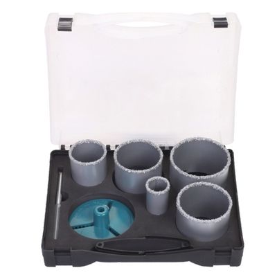 quality 7PC Tungsten Carbide Gritted Hole Saw Kit 92HRC Hardness Sand Blast Surface Treatment factory